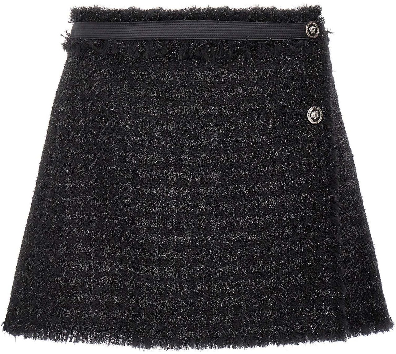 Versace Black Virgin Wool Long Skirt Zwart