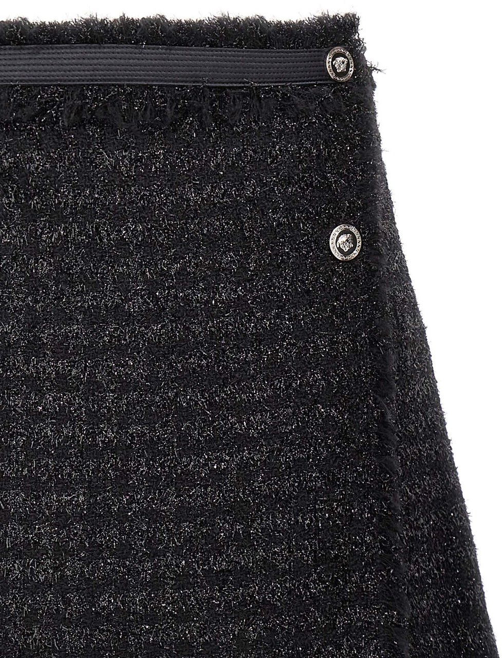 Versace Black Virgin Wool Long Skirt Zwart