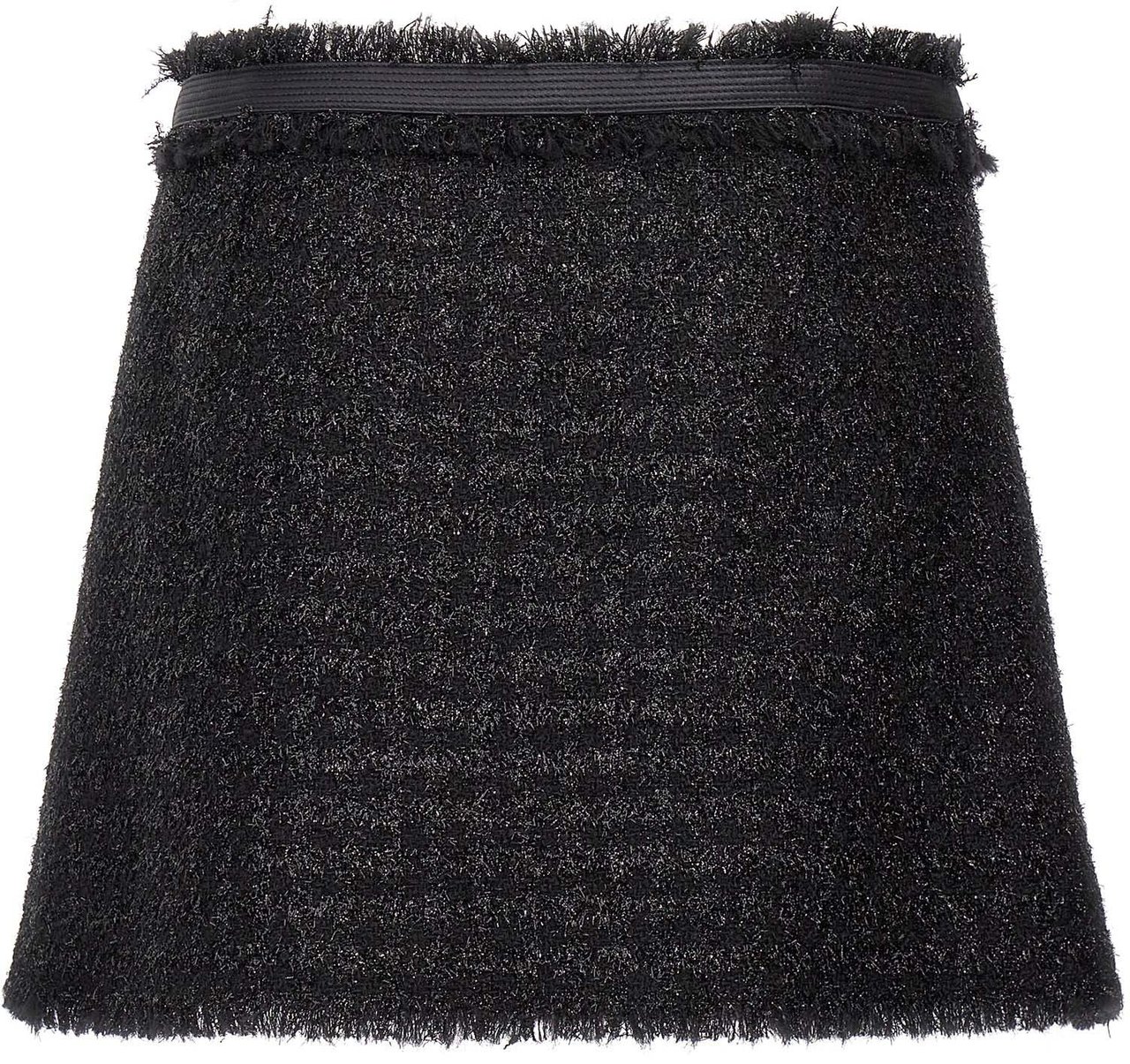 Versace Black Virgin Wool Long Skirt Zwart