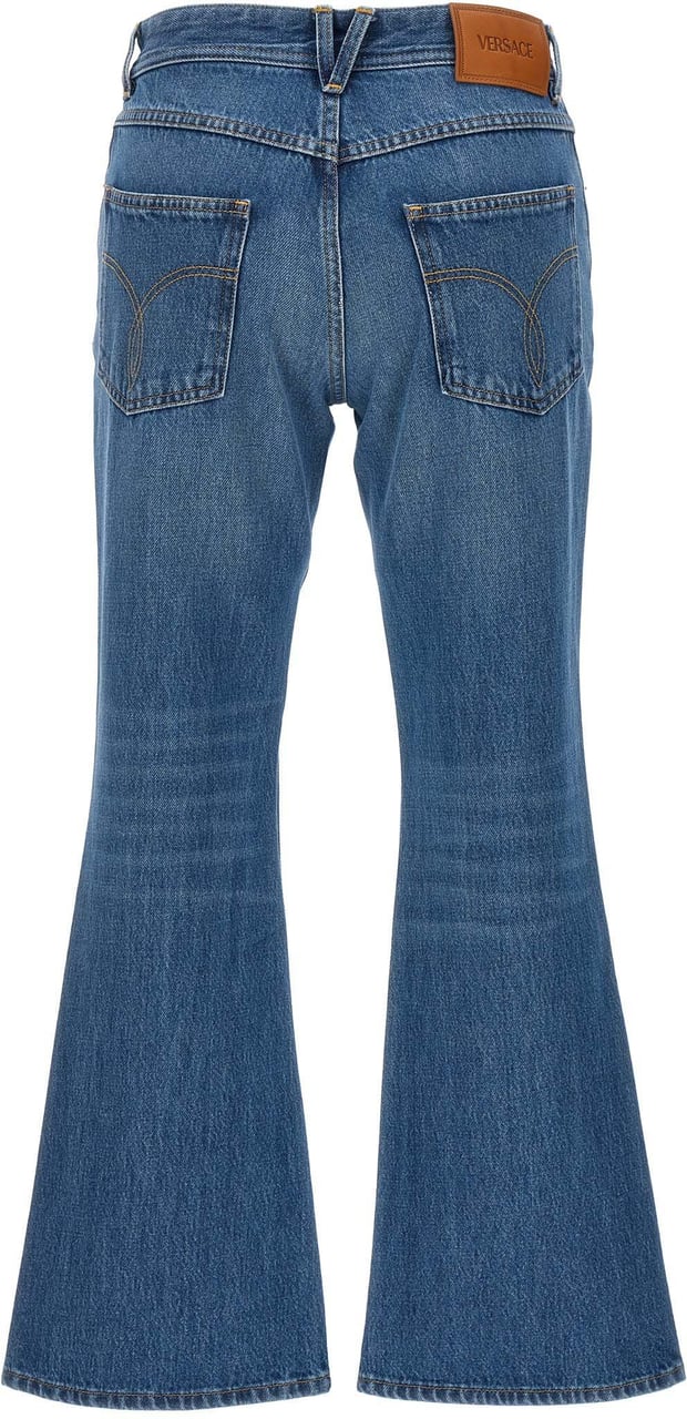 Versace Blue Cotton Flared Jeans Blauw