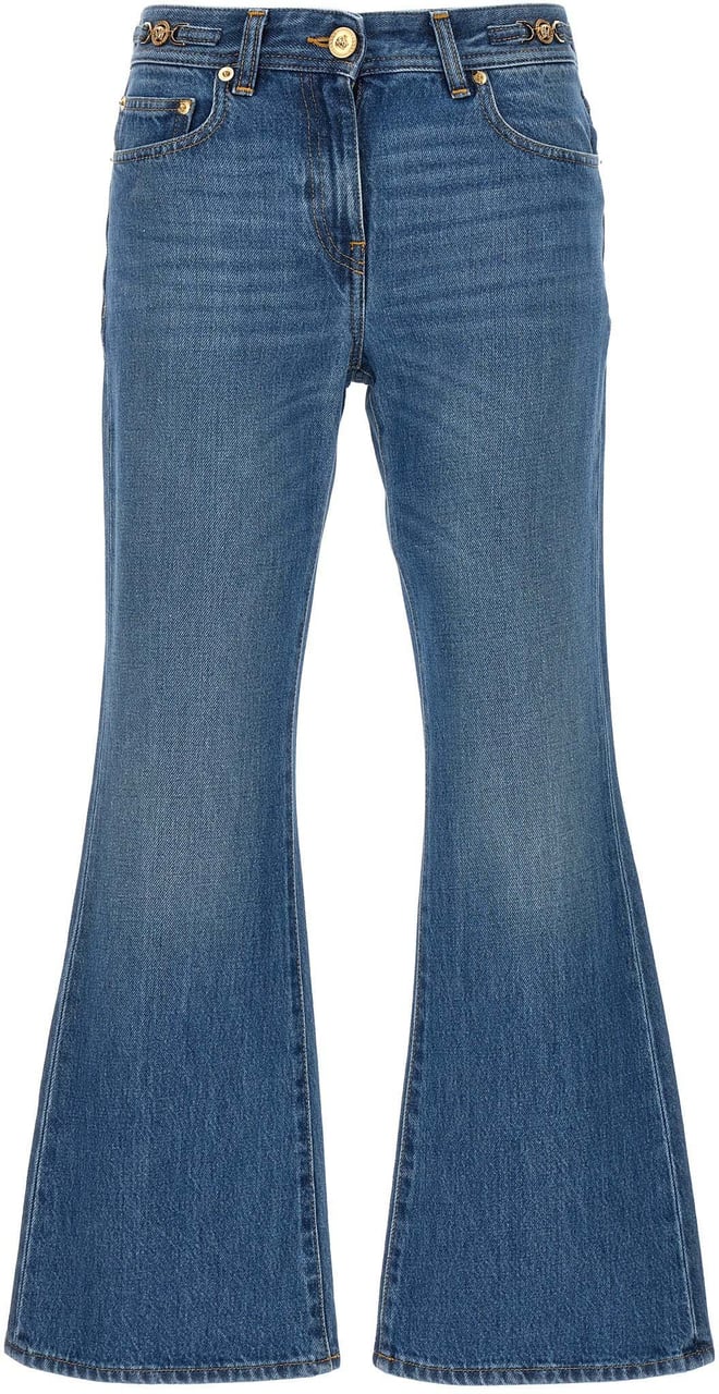 Versace Blue Cotton Flared Jeans Blauw