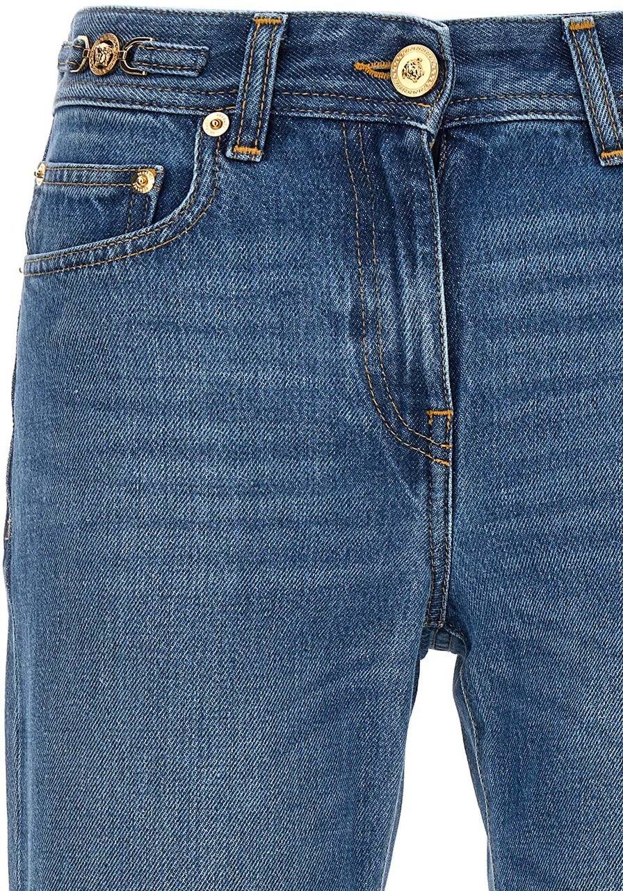 Versace Blue Cotton Flared Jeans Blauw