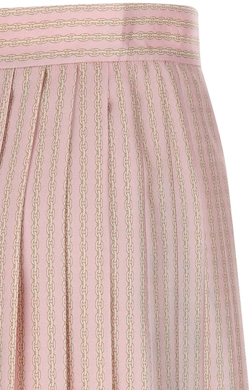 Versace Multicolor Silk Long Skirt Roze