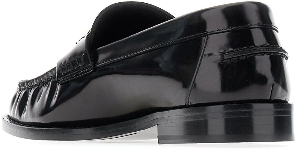 Versace Versace Black leather loafers Zwart