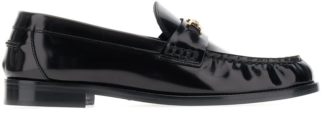 Versace Versace Black leather loafers Zwart