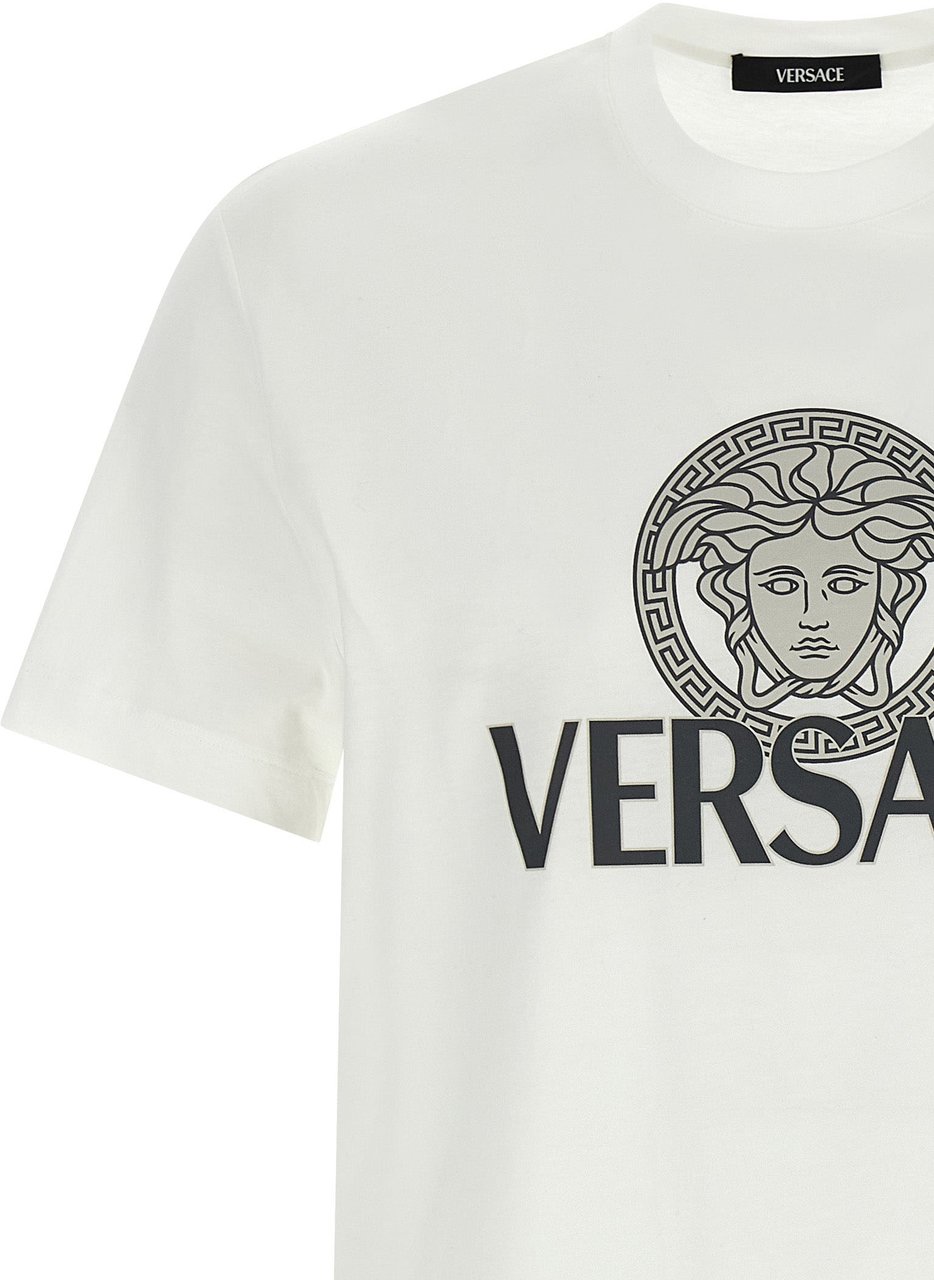 Versace Bicolor Cotton T-Shirt Wit