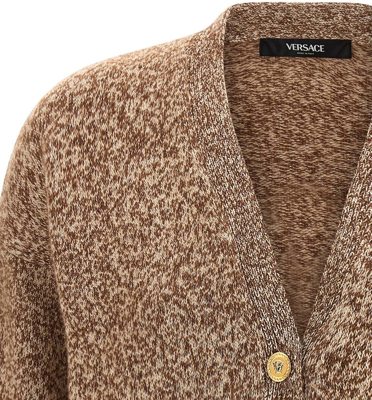 Versace Beige Virgin Wool Cardigan Beige