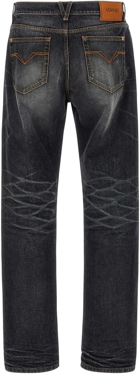 Versace Straight Leg Black Washed Jeans Zwart