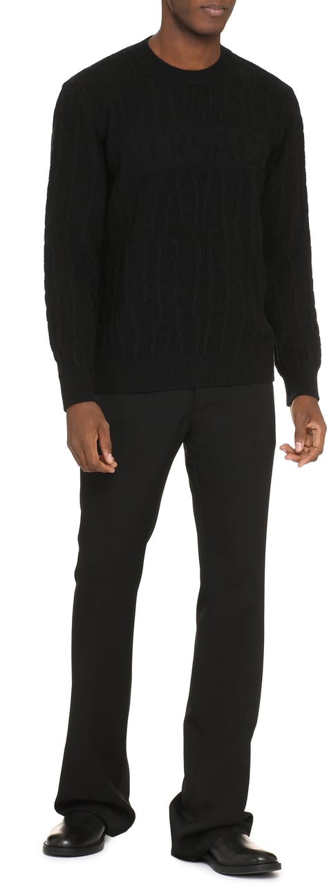 Versace Crew-neck wool sweater Zwart