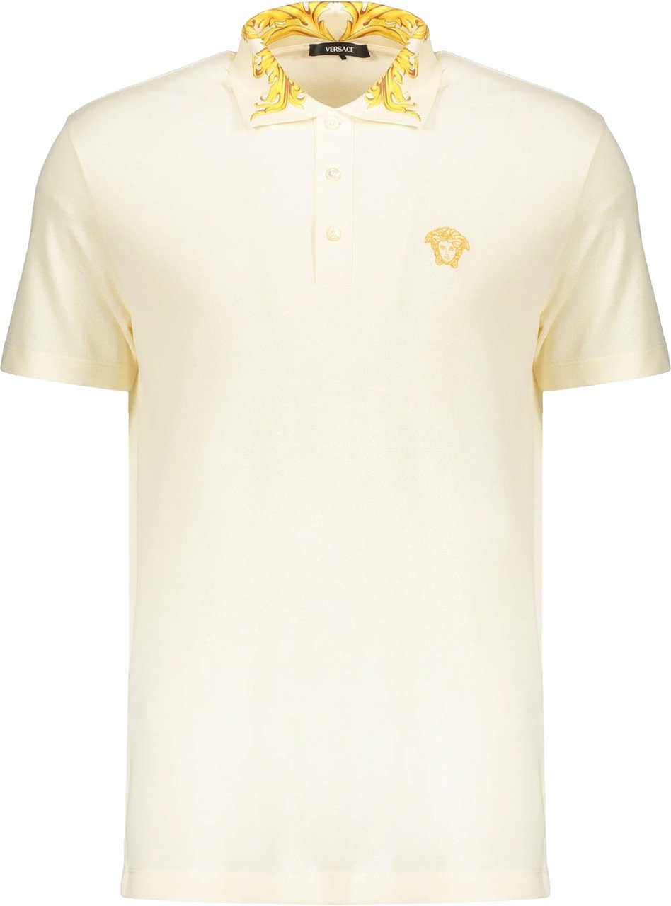 Versace Contrast Collar Polo Geel