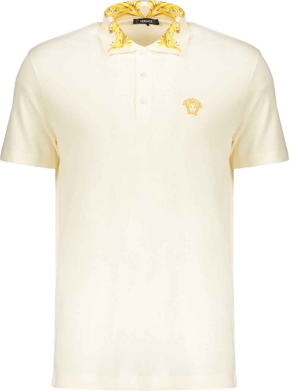 Versace Contrast Collar Polo Geel