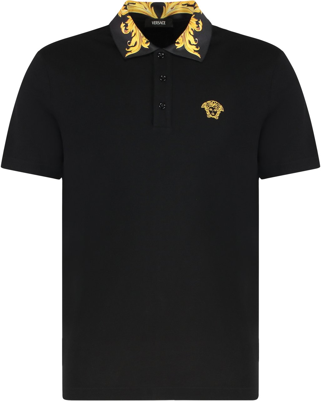 Versace Cotton piqué polo shirt Zwart