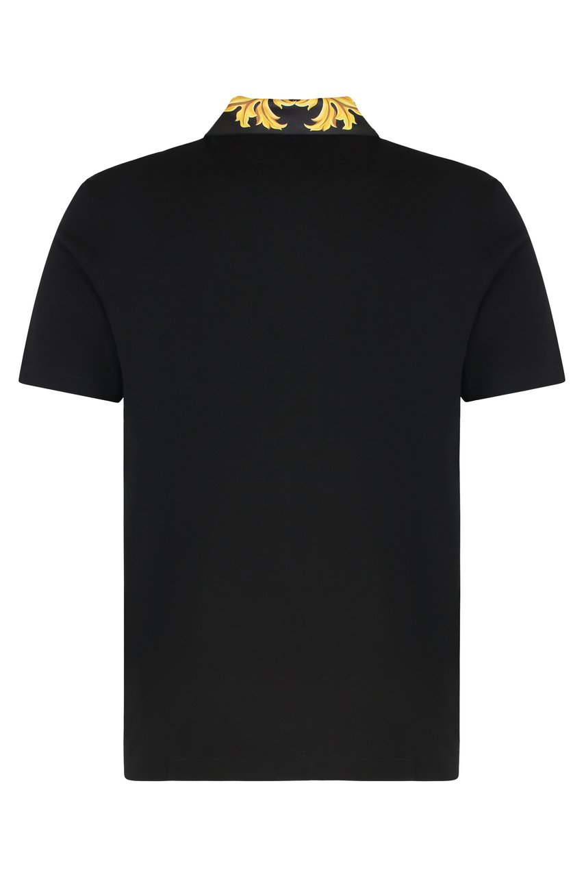 Versace Cotton piqué polo shirt Zwart