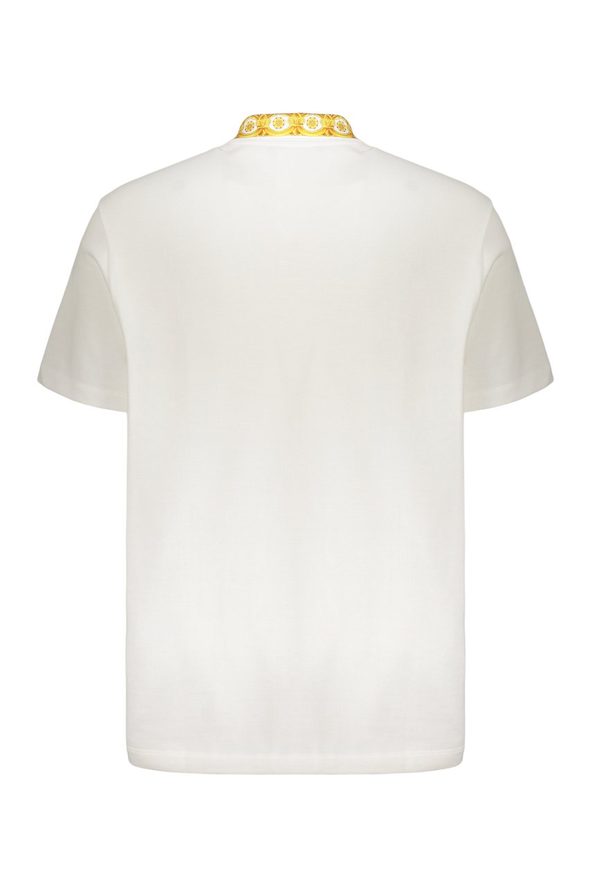 Versace Embroidered cotton polo shirt Wit