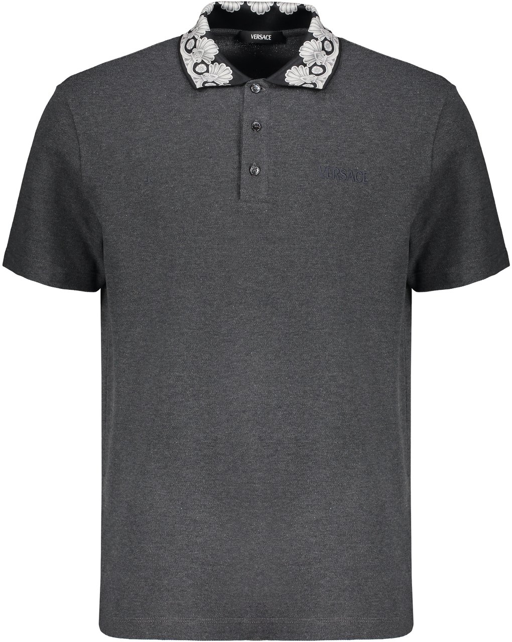 Versace Embroidered cotton polo shirt Zilver