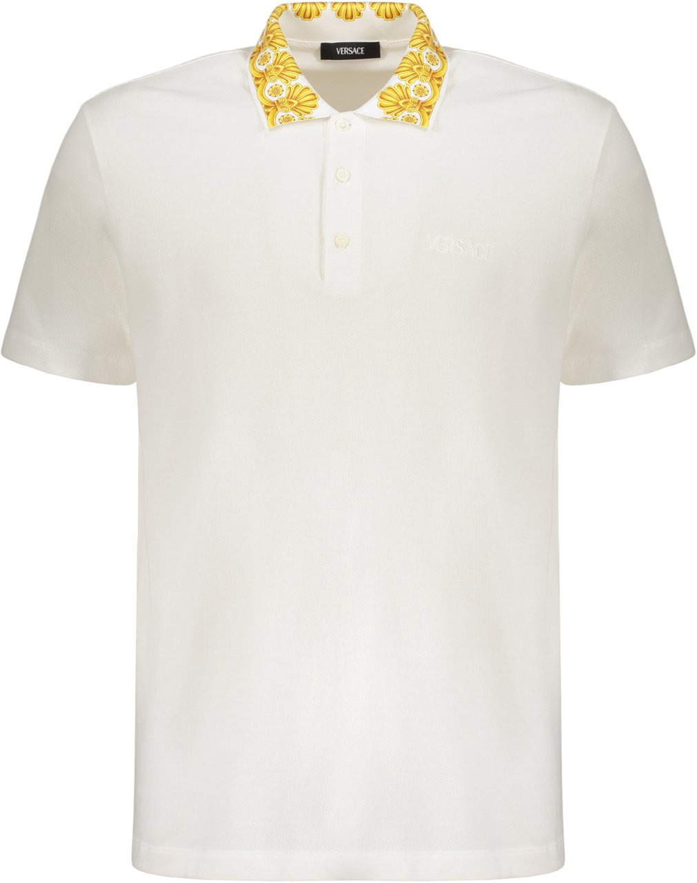 Versace Embroidered cotton polo shirt Wit
