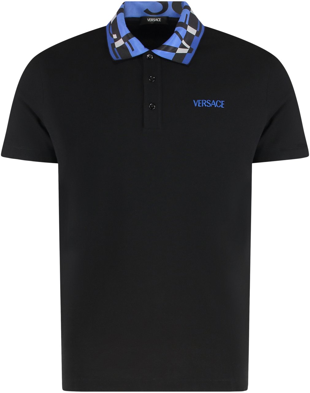 Versace Cotton-piqué polo shirt Zwart