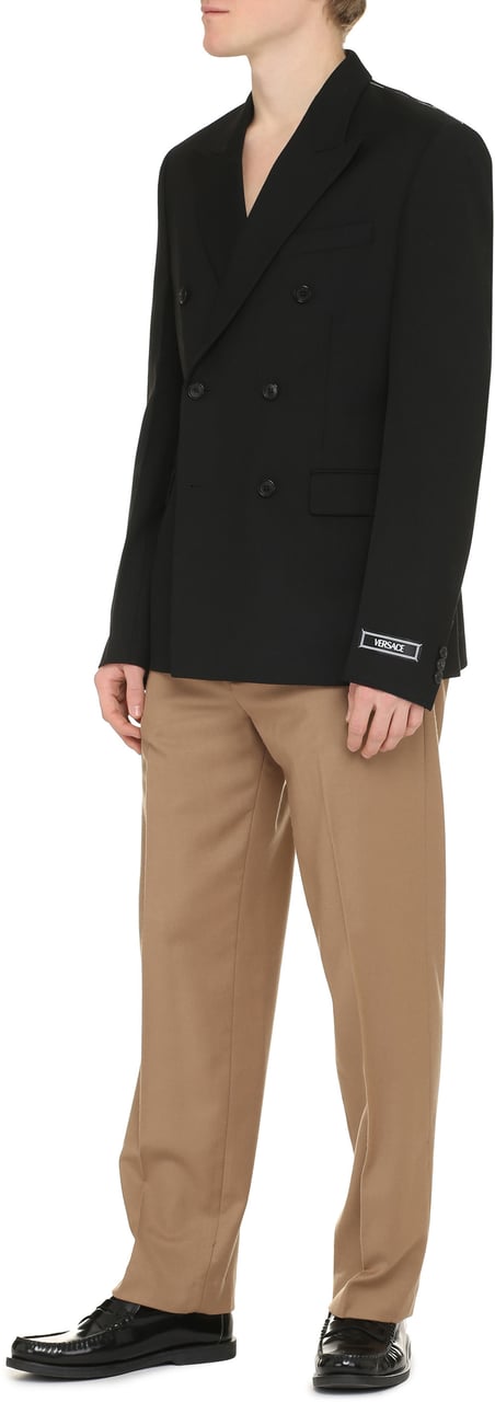 Versace Double-breasted wool blazer Zwart