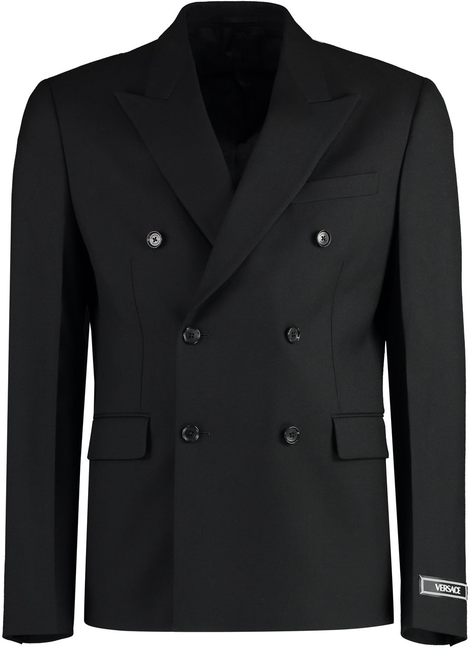 Versace Double-breasted wool blazer Zwart