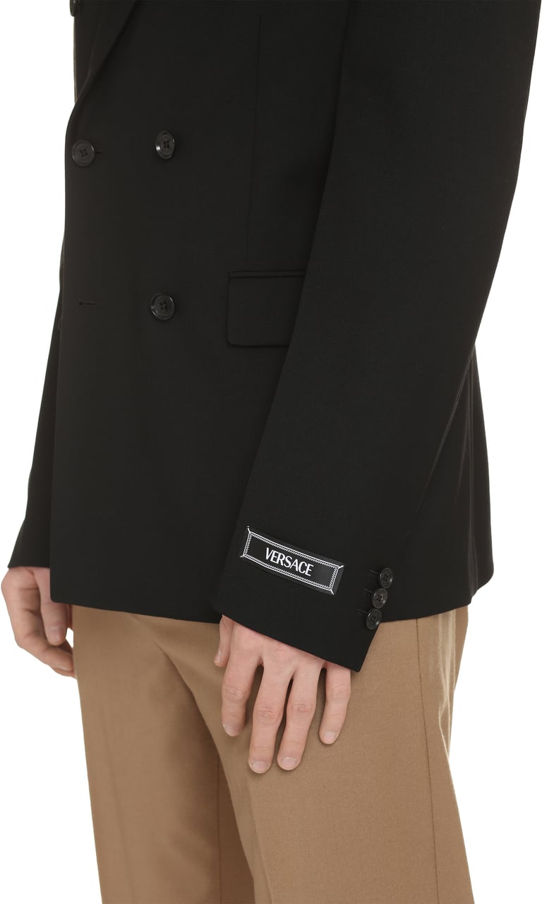 Versace Double-breasted wool blazer Zwart