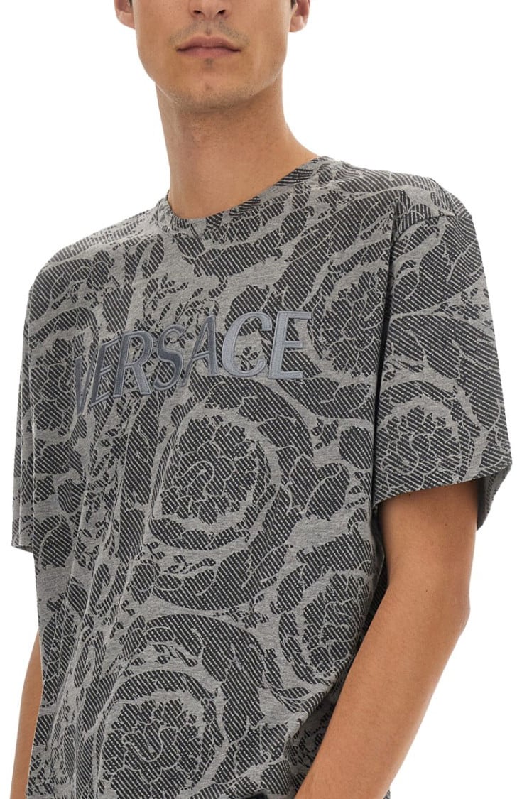 Versace Silhouette Baroque Logo T-Shirt Grijs