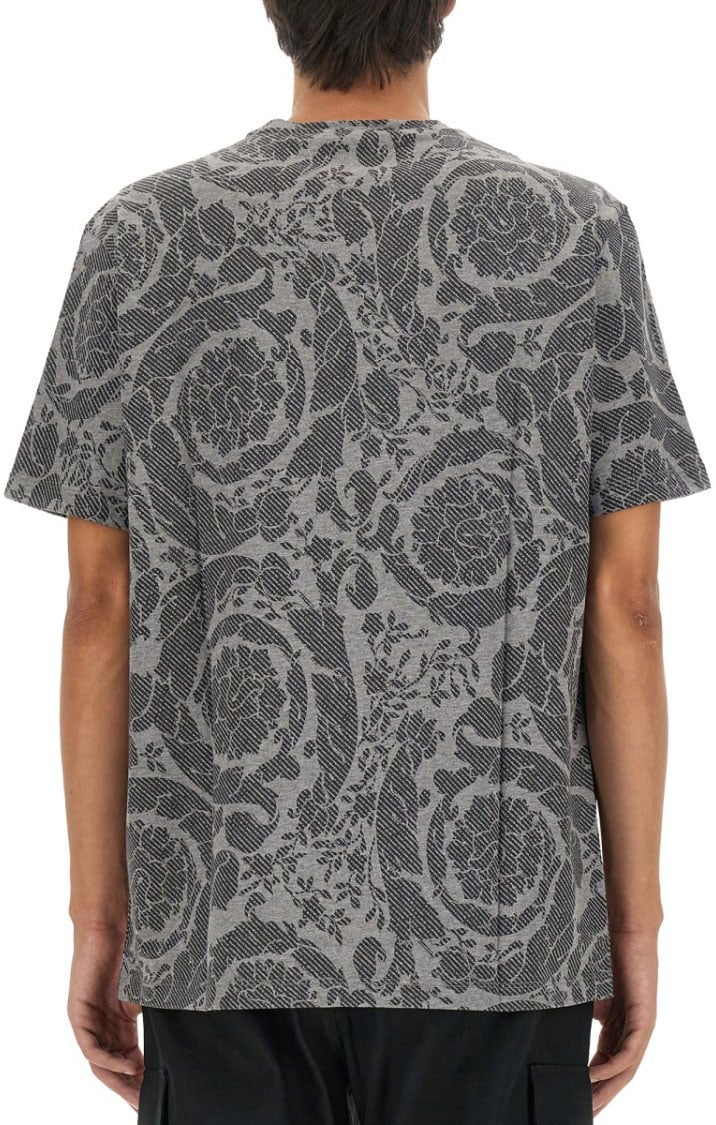 Versace Silhouette Baroque Logo T-Shirt Grijs