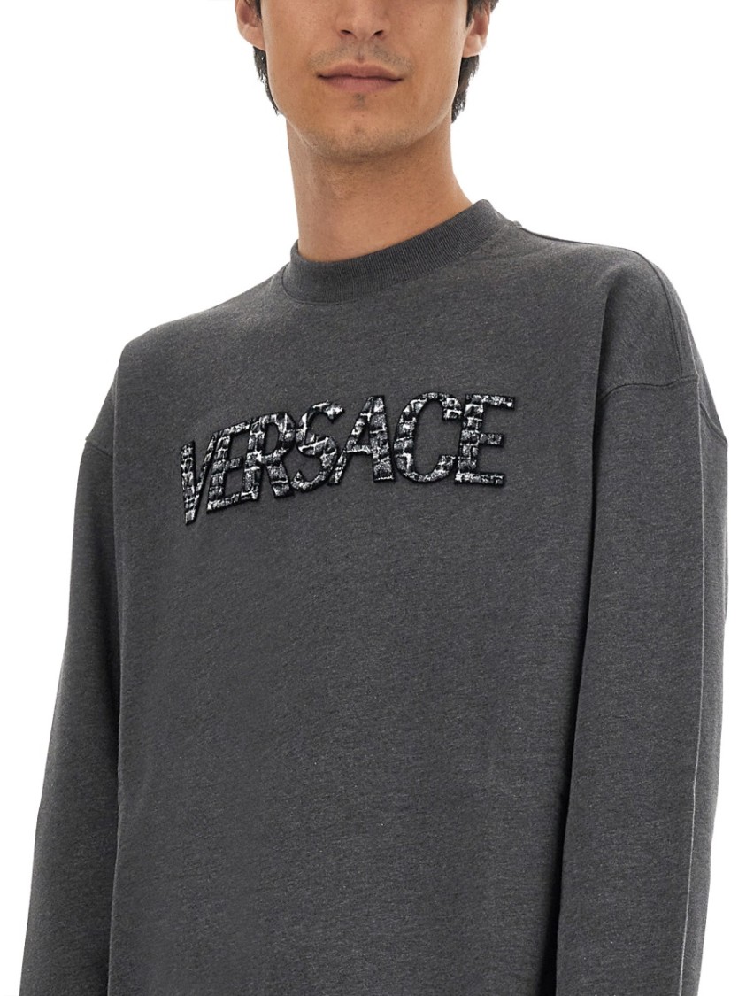 Versace Sweatshirt With Crocodile Logo Grijs