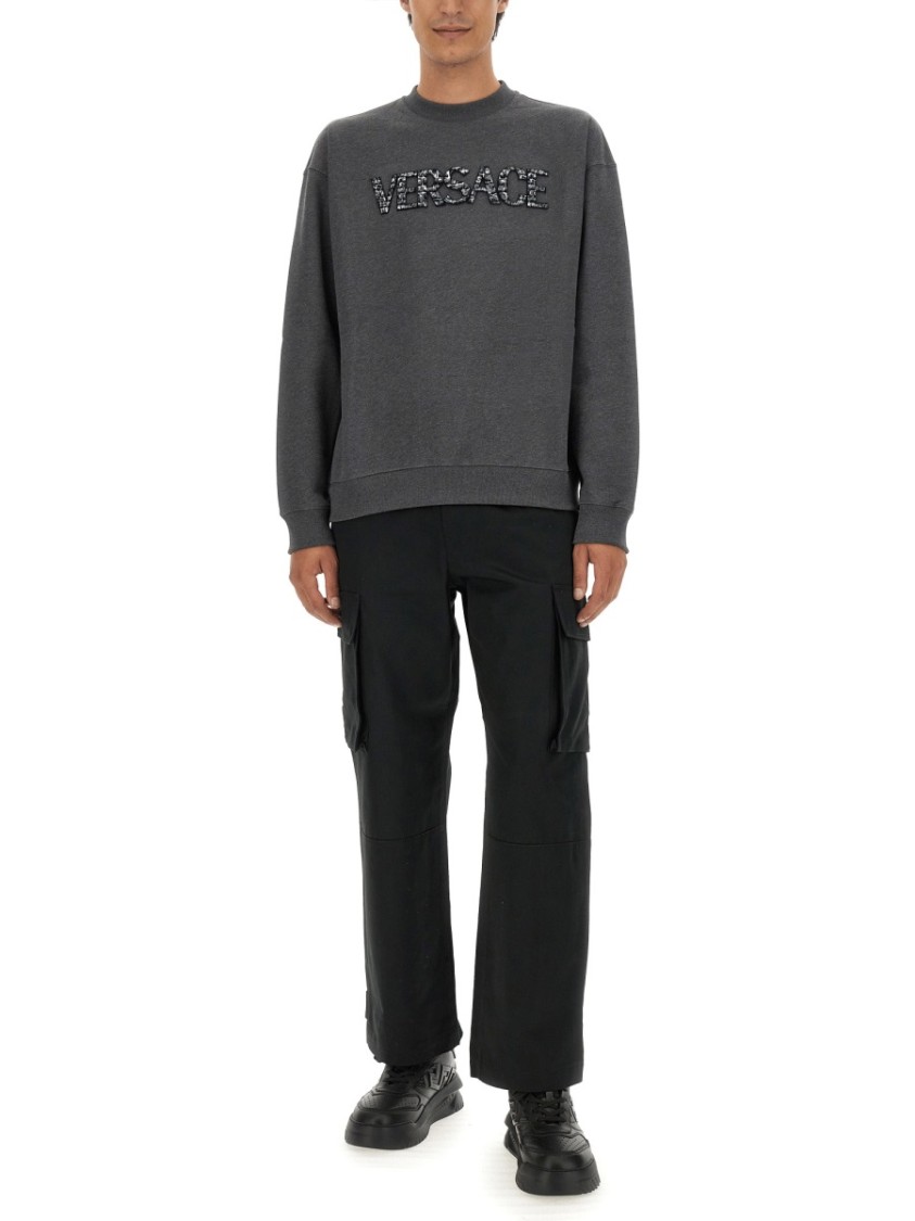 Versace Sweatshirt With Crocodile Logo Grijs