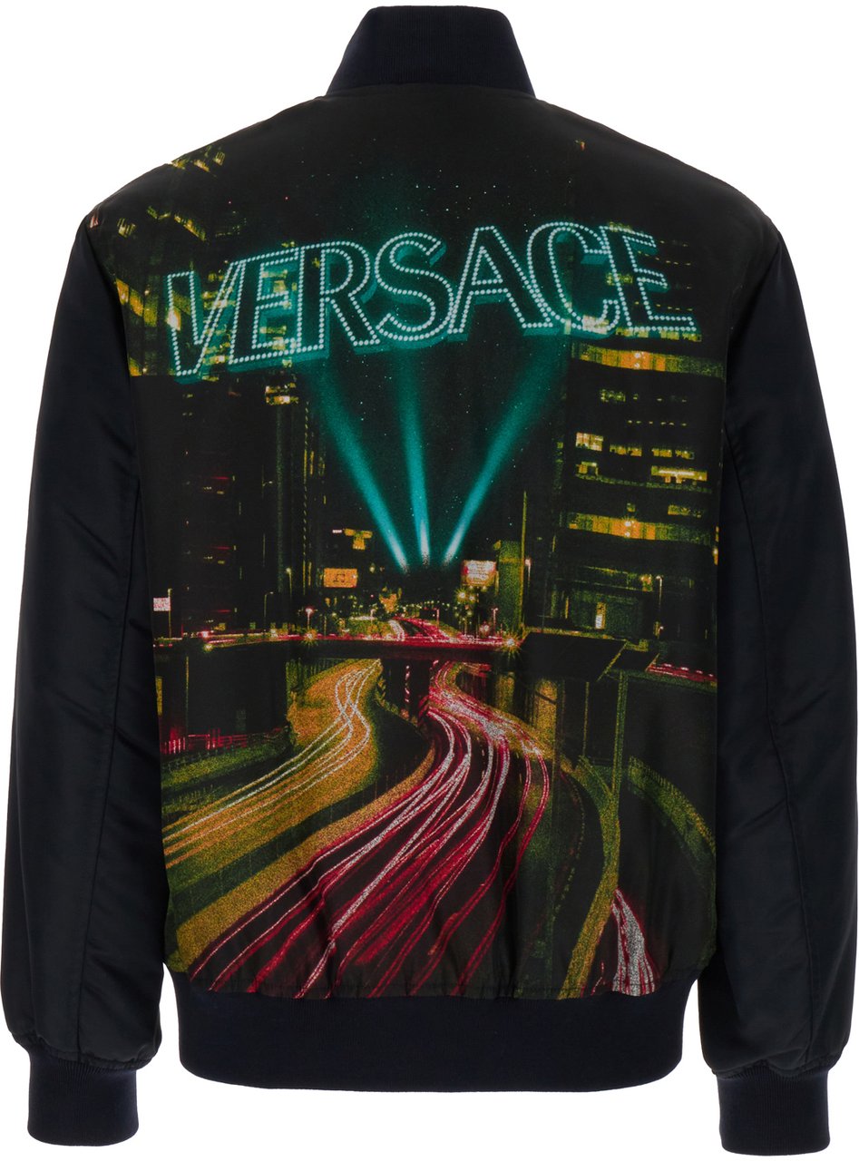 Versace Versace Black nylon padded bomber Zwart