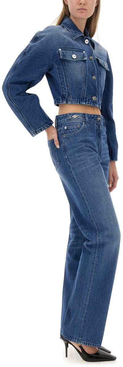 Versace Tailored Relaxed-Fit Boyfriend Jeans Blauw