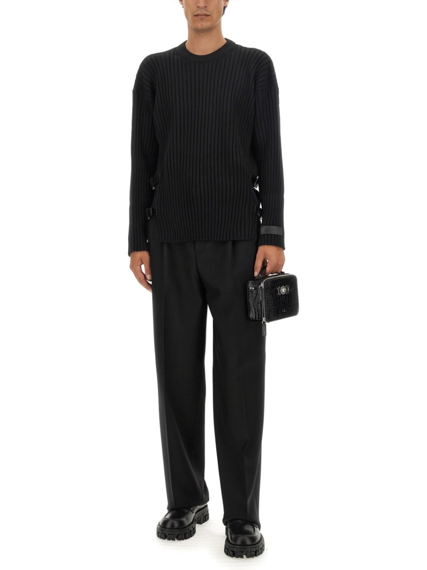 Versace Wool Pants Zwart
