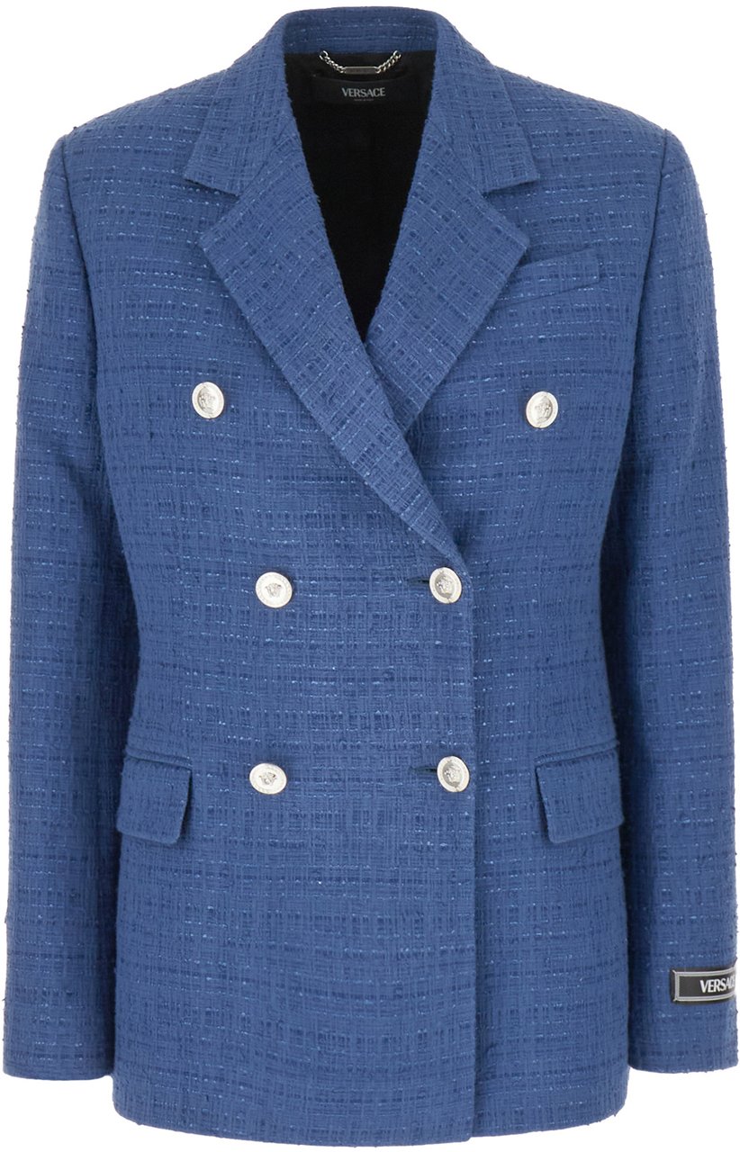 Versace Versace Blue cotton blend blazer Blauw