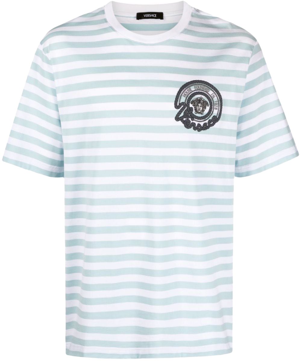 Versace T-Shirts And Polos Whitepale Blue Blauw