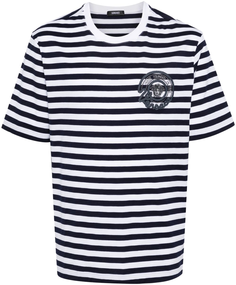 Versace T-Shirts And Polos Whitenavy Blue Blauw