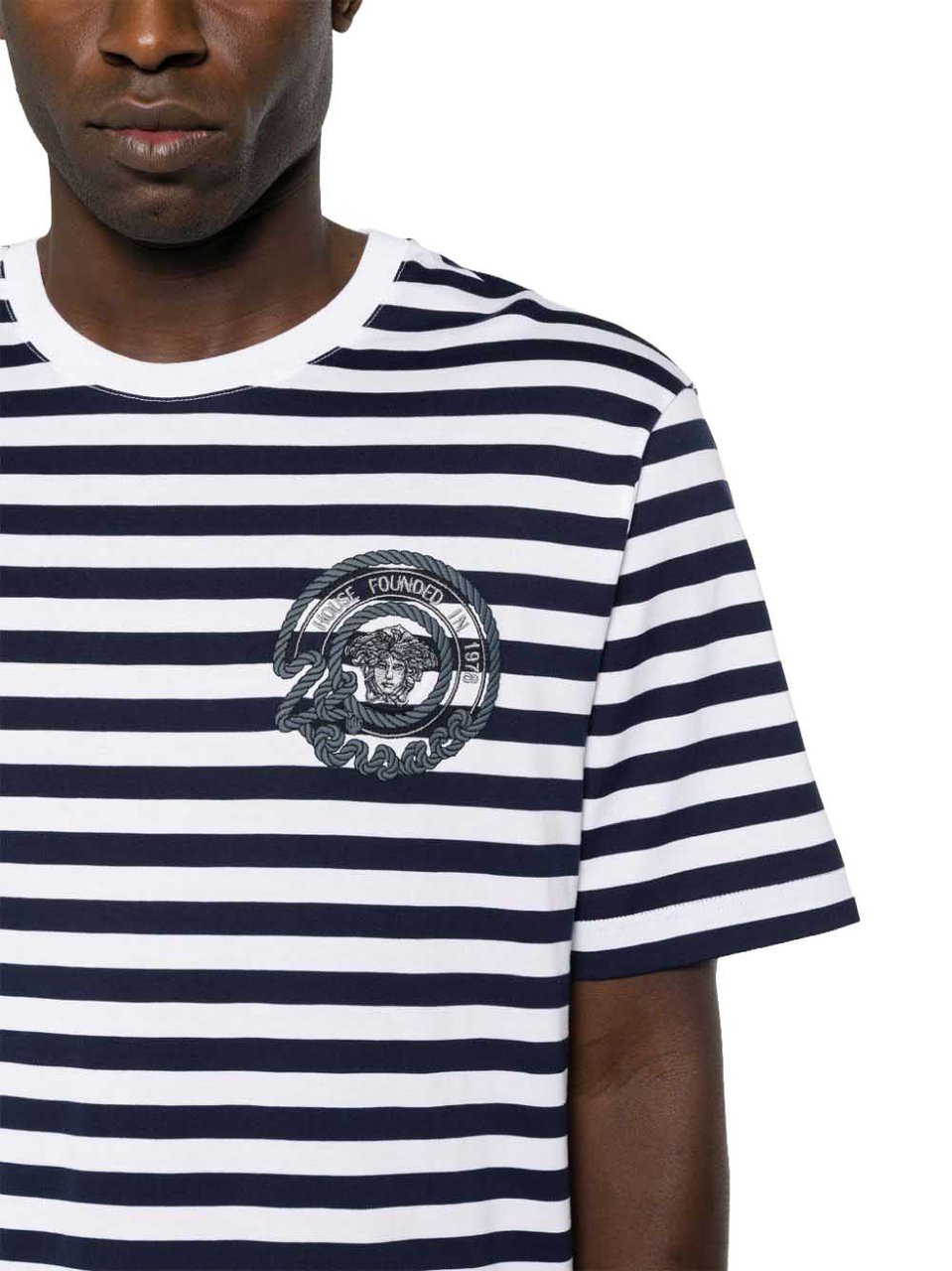 Versace T-Shirts And Polos White/Navy Blue Navy