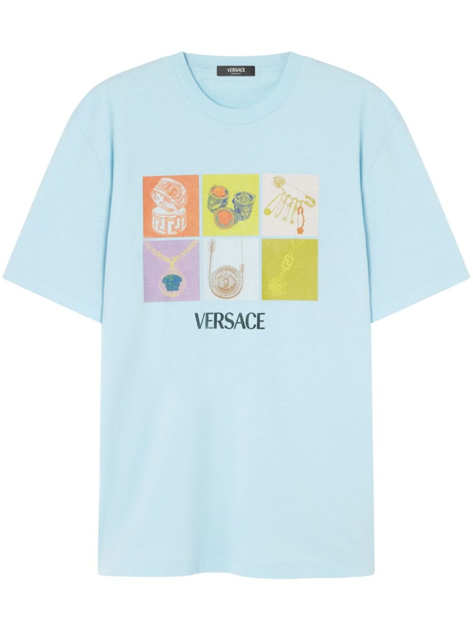 Versace Relaxed-Fit Aqua Blue T-Shirt Blauw