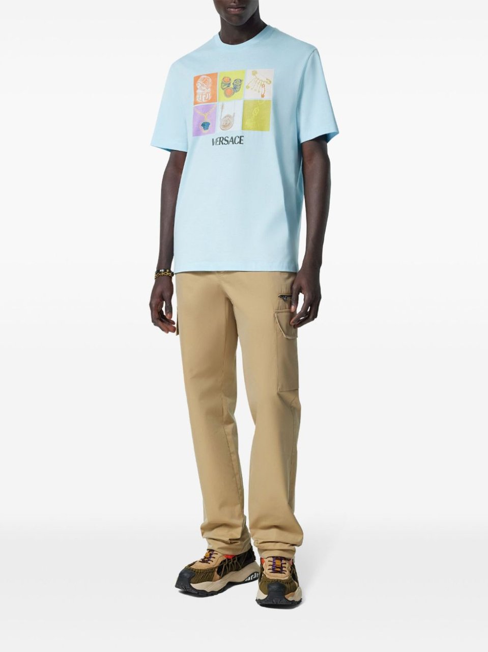 Versace Relaxed-Fit Aqua Blue T-Shirt Blauw