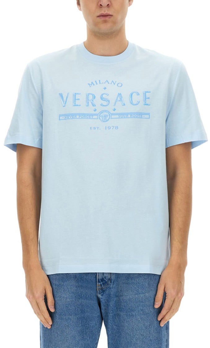 Versace T-Shirt With Logo Blauw