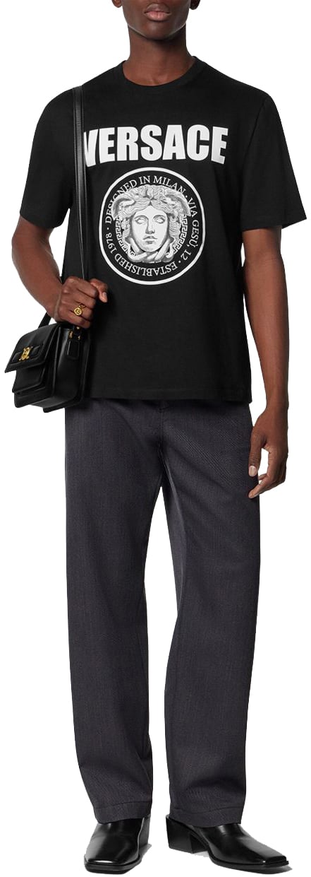Versace T-Shirts And Polos Black Zwart