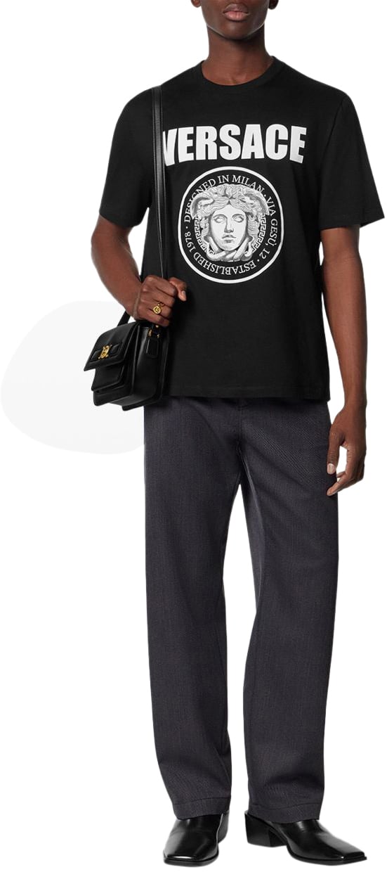 Versace T-Shirts And Polos Black Zwart