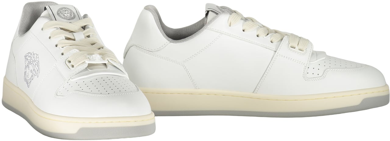 Versace Logo detail leather sneakers Wit