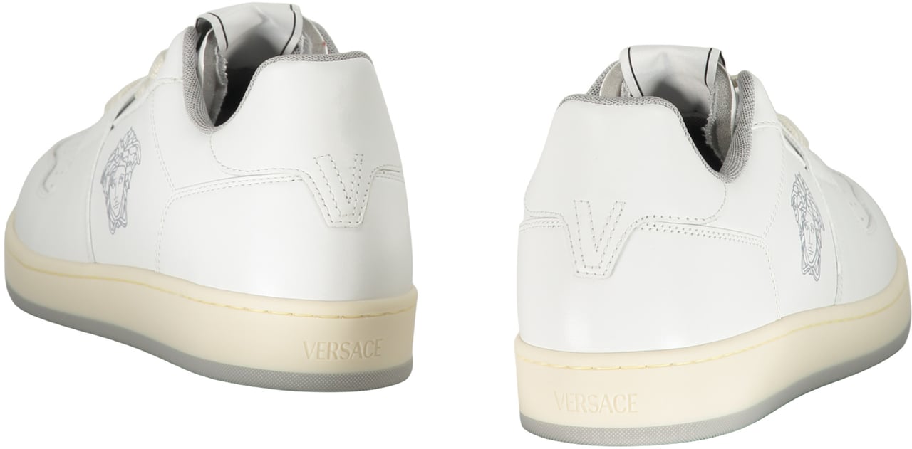 Versace Logo detail leather sneakers Wit