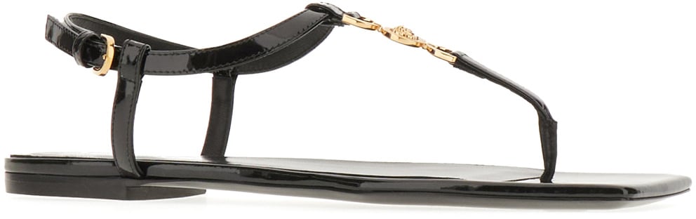 Versace Versace Black leather Medusa  95 sandals Zwart