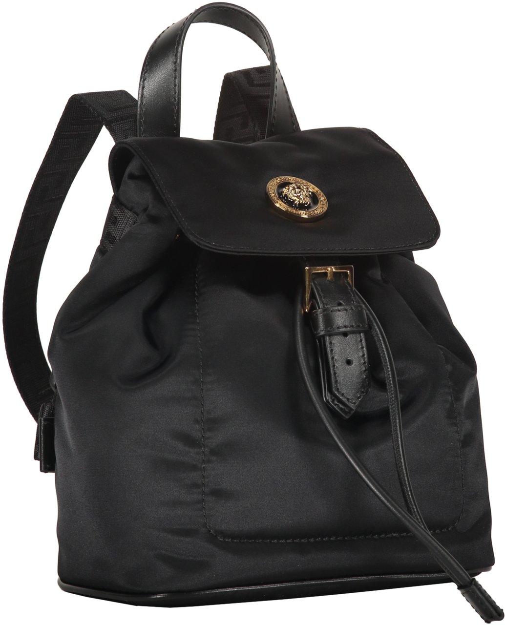 Versace Logo detail nylon backpack Zwart