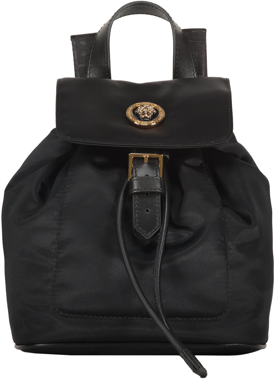 Versace Logo detail nylon backpack Zwart