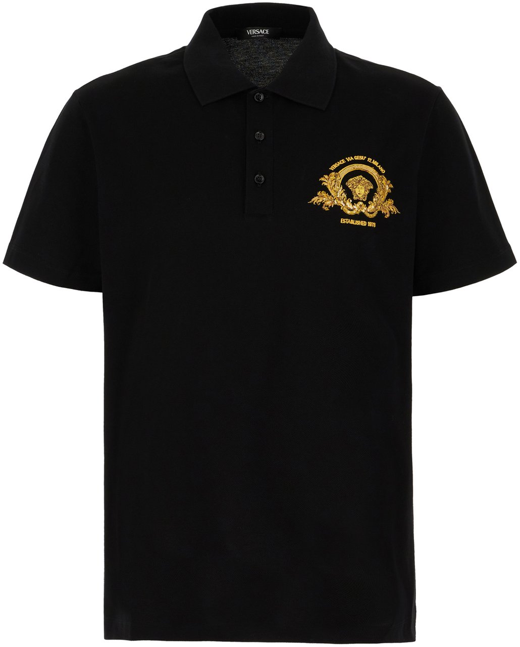 Versace Versace Black piquet polo shirt Zwart