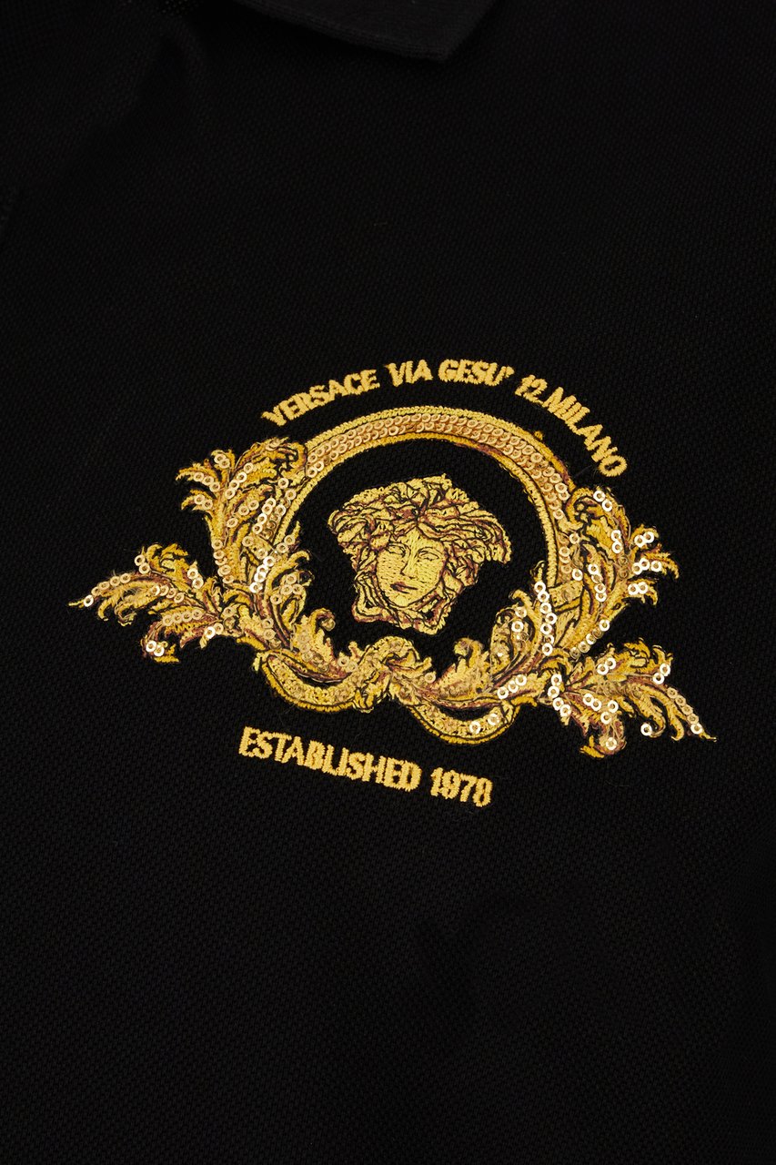 Versace Versace Black piquet polo shirt Zwart