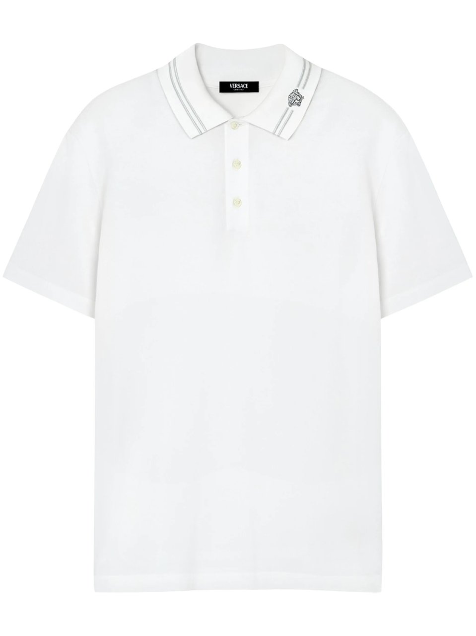 Versace Black Classic Short-Sleeve Double Stripe Polo Wit