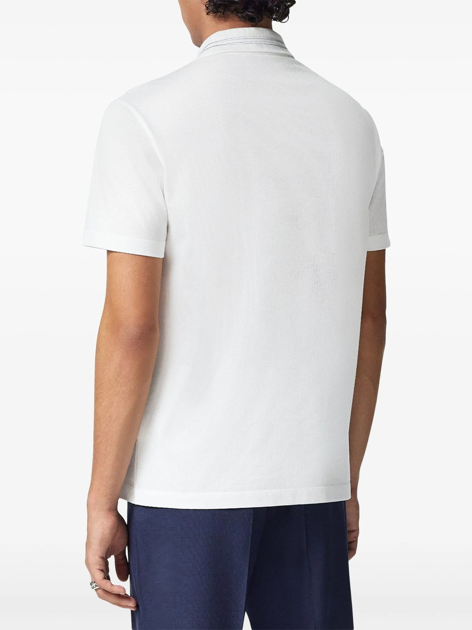 Versace Black Classic Short-Sleeve Double Stripe Polo Wit
