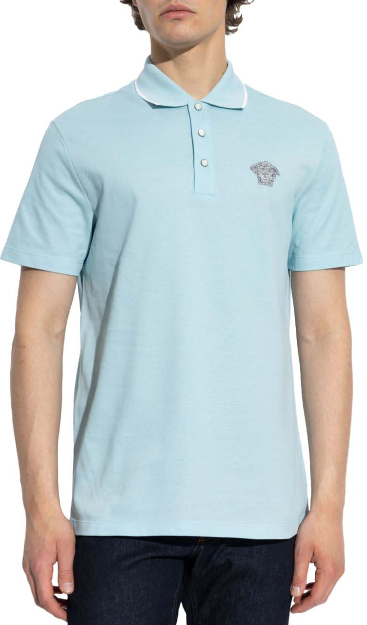 Versace T-Shirts And Polos Light Blue Blauw